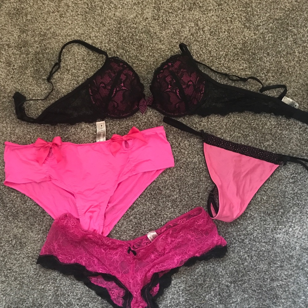 Pink and Black Lingerie Set